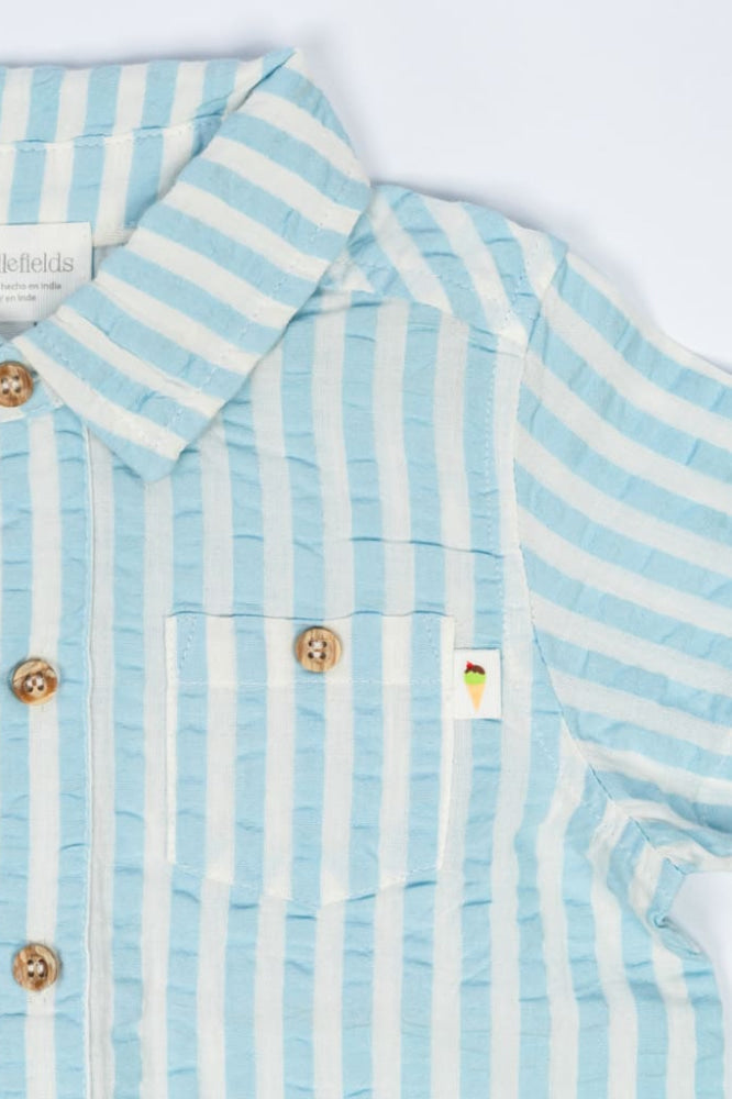Picnic Seersucker Shirt - Sky Blue - Shirt