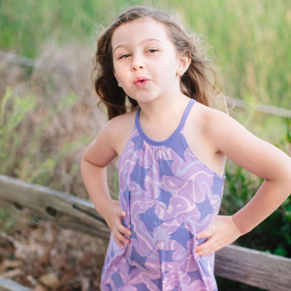 Pillowcase Pocket Dress - Purple Stingrays - Dresses