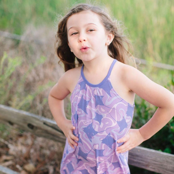 Pillowcase Pocket Dress - Purple Stingrays - Dresses