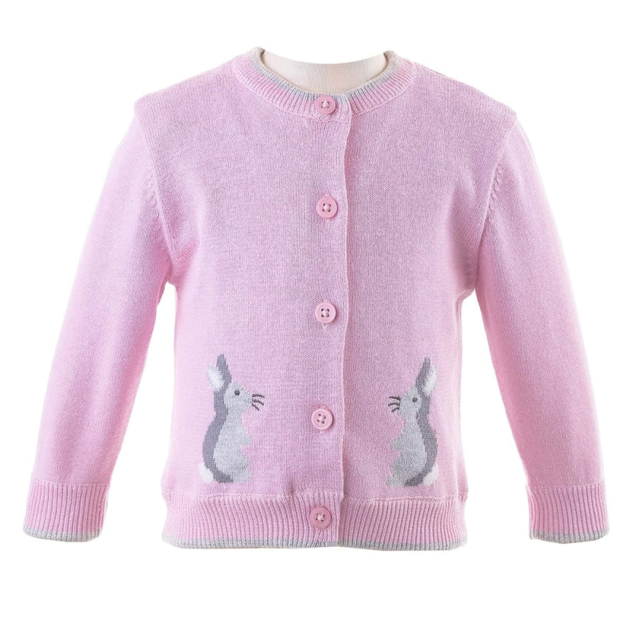 Pink Bunny Intarsia Cardigan - 1m - Cardigan