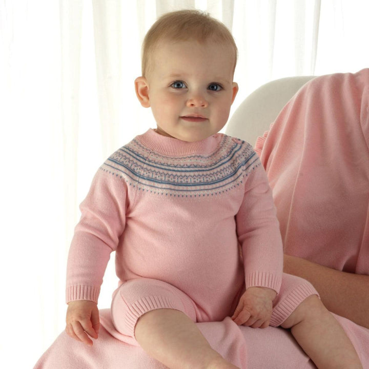 Pink Fairisle Knit Playsuit - 3m - Onesie