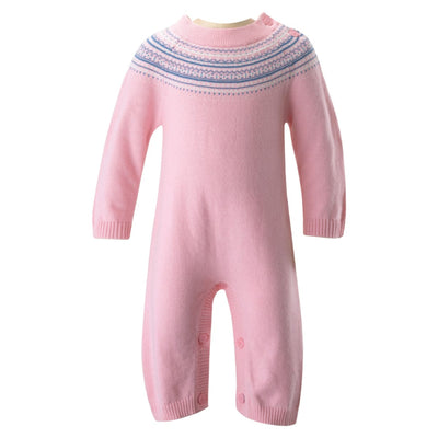 Pink Fairisle Knit Playsuit - 3m - Onesie