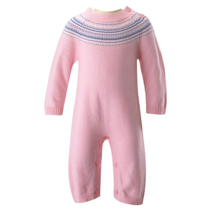 Pink Fairisle Knit Playsuit - 3m - Onesie
