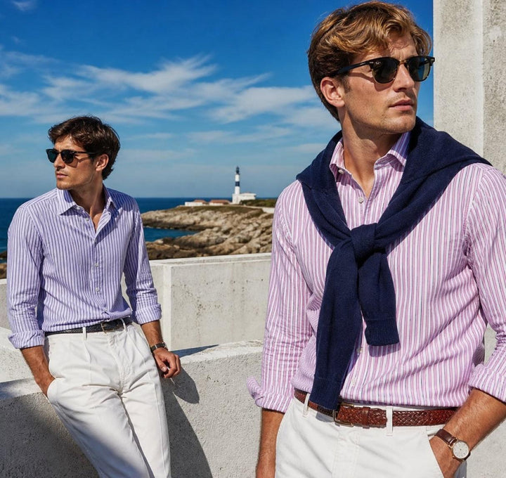 Pink Narrow Stripe Dress Shirt - Pink - Dress Shirt