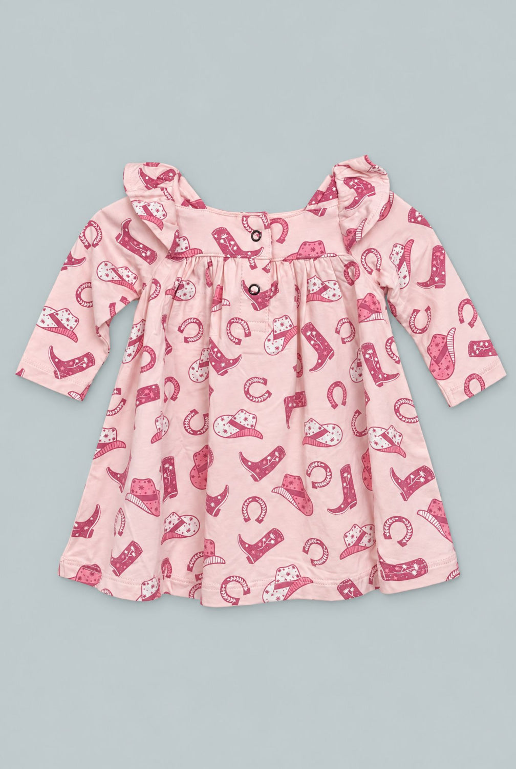 Pink Western Boots Ruffle Dress With Bloomer - Gwen - Dresses