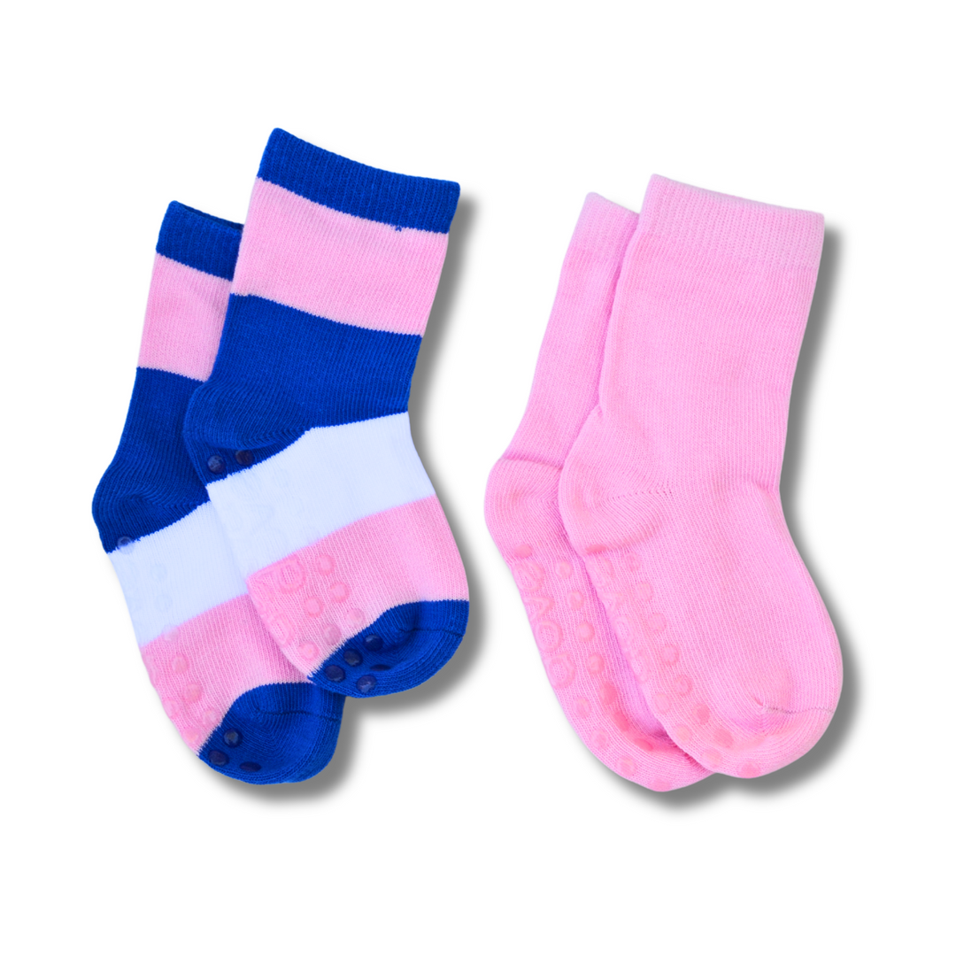 Socks - Two Pairs - Pink & Blue