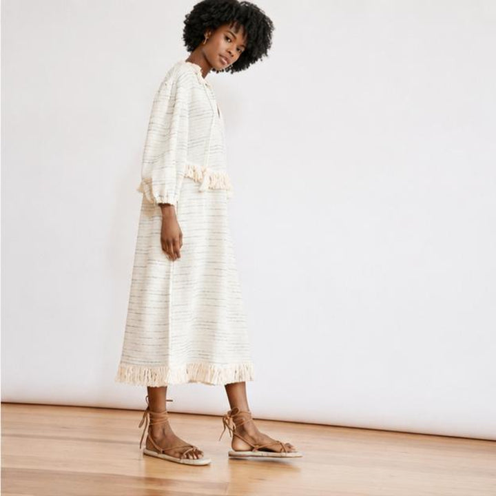 Piper Fringe Dress - Cream Multi - Dresses