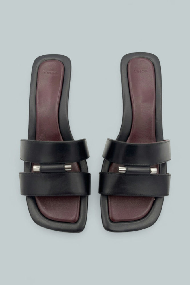Piper Kitten Heel Slides - Black - US 8.5 / EU 39 - Sandals