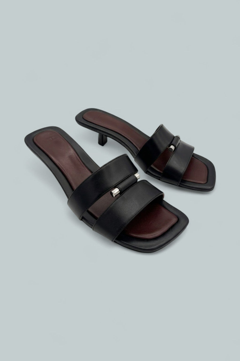 Piper Kitten Heel Slides - Black - US 8.5 / EU 39 - Sandals