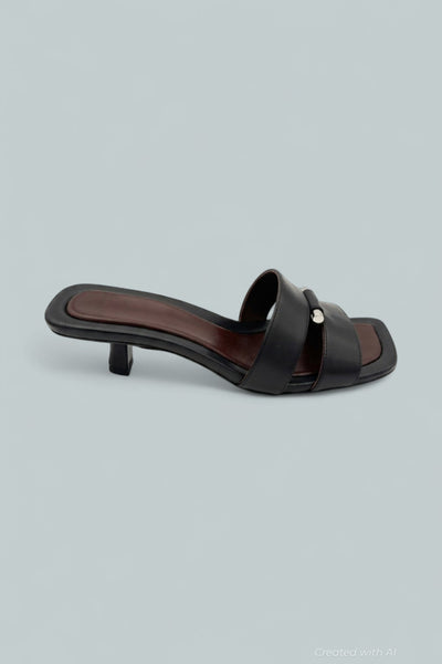 Piper Kitten Heel Slides - Black - US 8.5 / EU 39 - Sandals