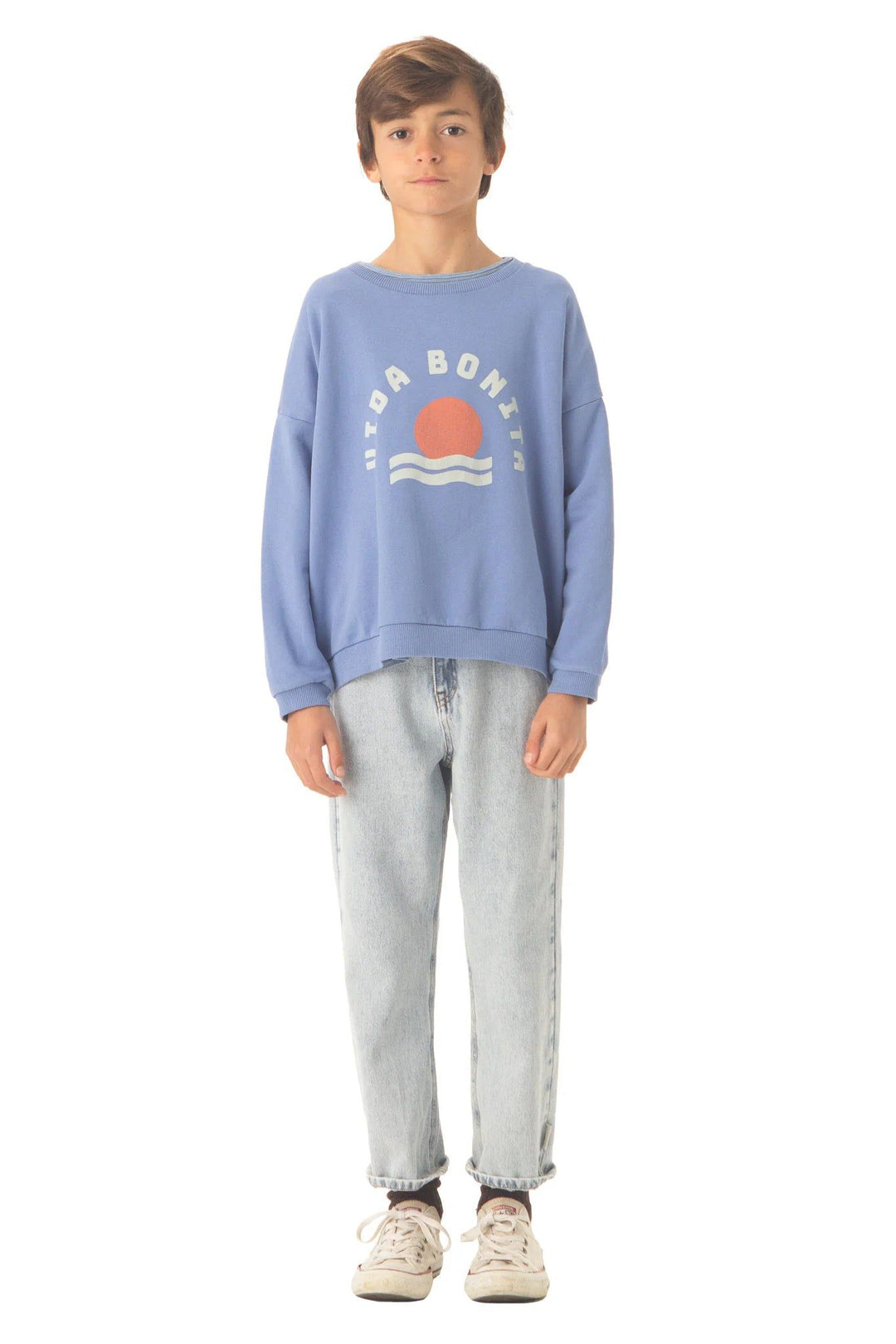 Unisex Sweatshirt - Blue "Vida Bonita" Print Sweatshirts Piupiuchick 