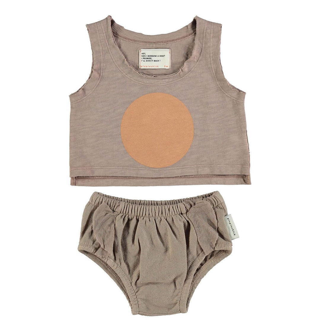 Baby Sleeveless T-Shirt and High Waisted Shorties - Taupe One Pieces Piupiuchick 