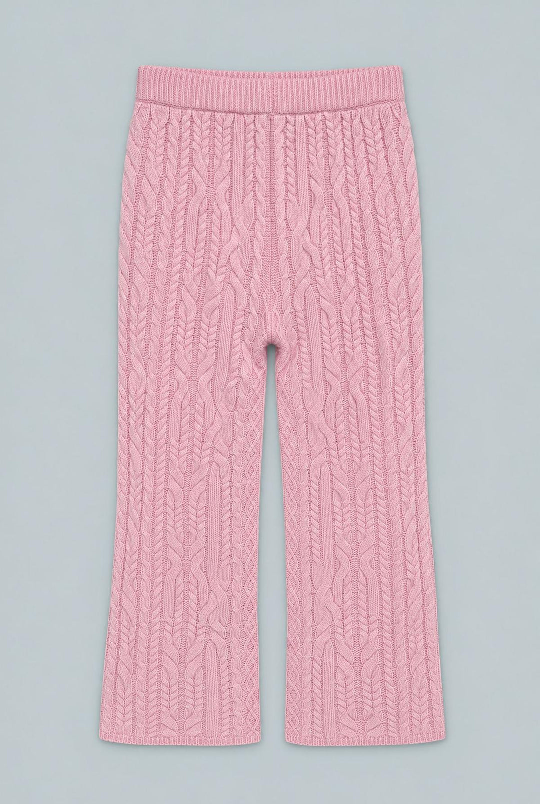 Wide Leg Cableknit Pants - Pink