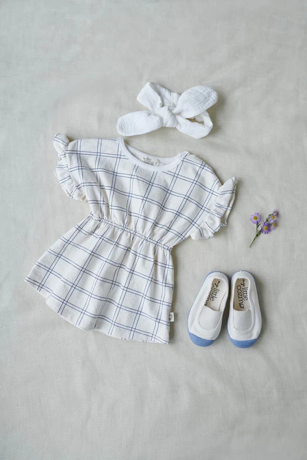 Plaid crepe baby dress - Ivory - Dresses