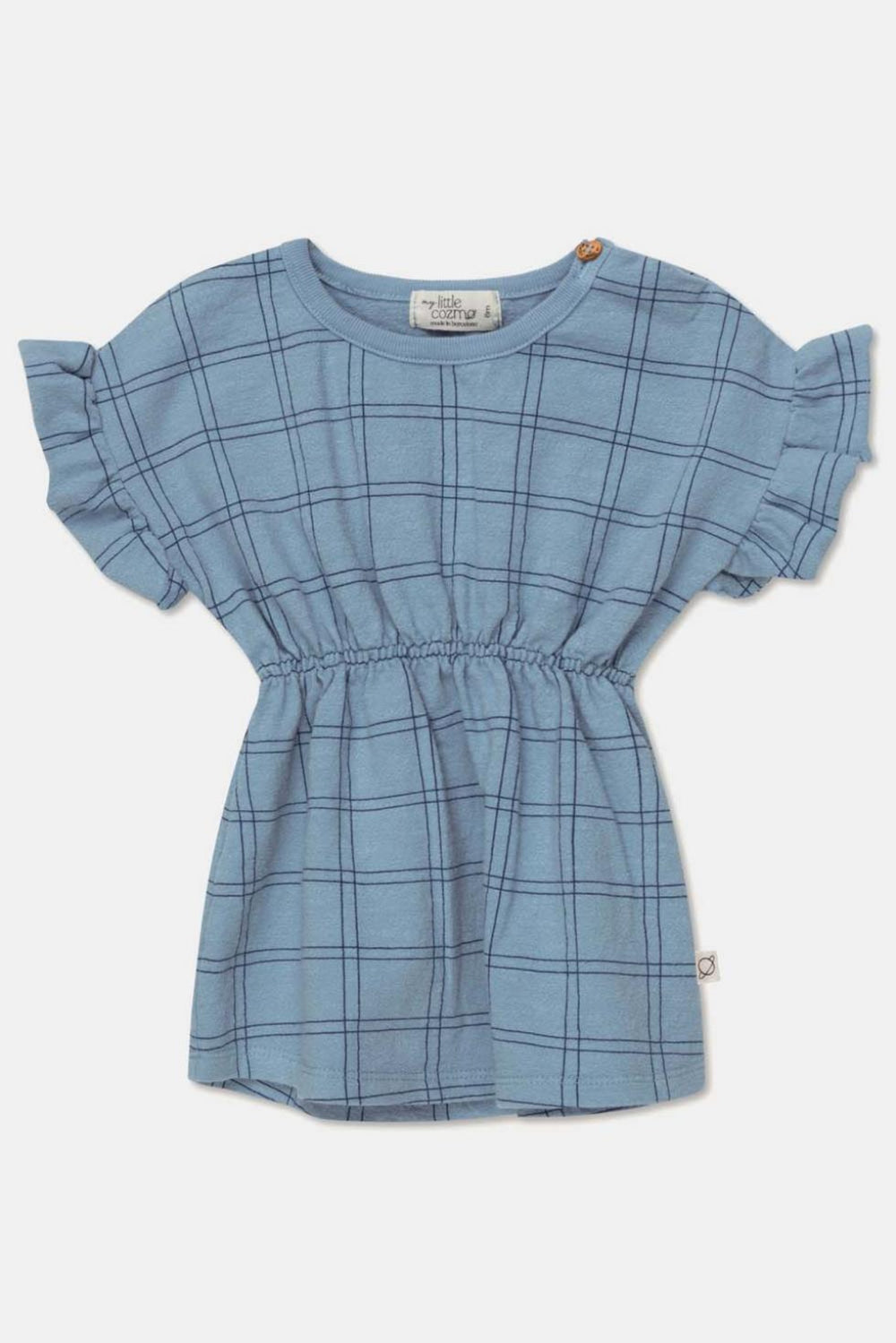 Plaid crepe baby dress - Sky blue - 6M - Dresses