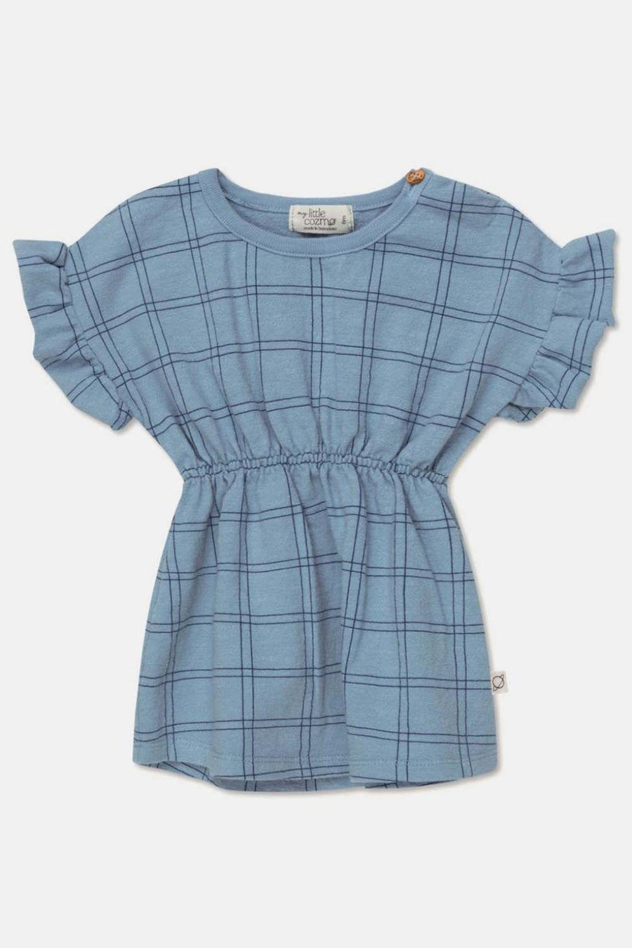 Plaid crepe baby dress - Sky blue - 6M - Dresses
