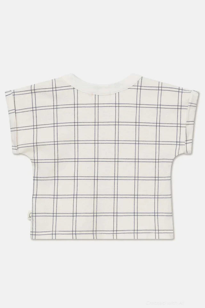 Plaid crepe baby t-shirt - Ivory - T-shirt