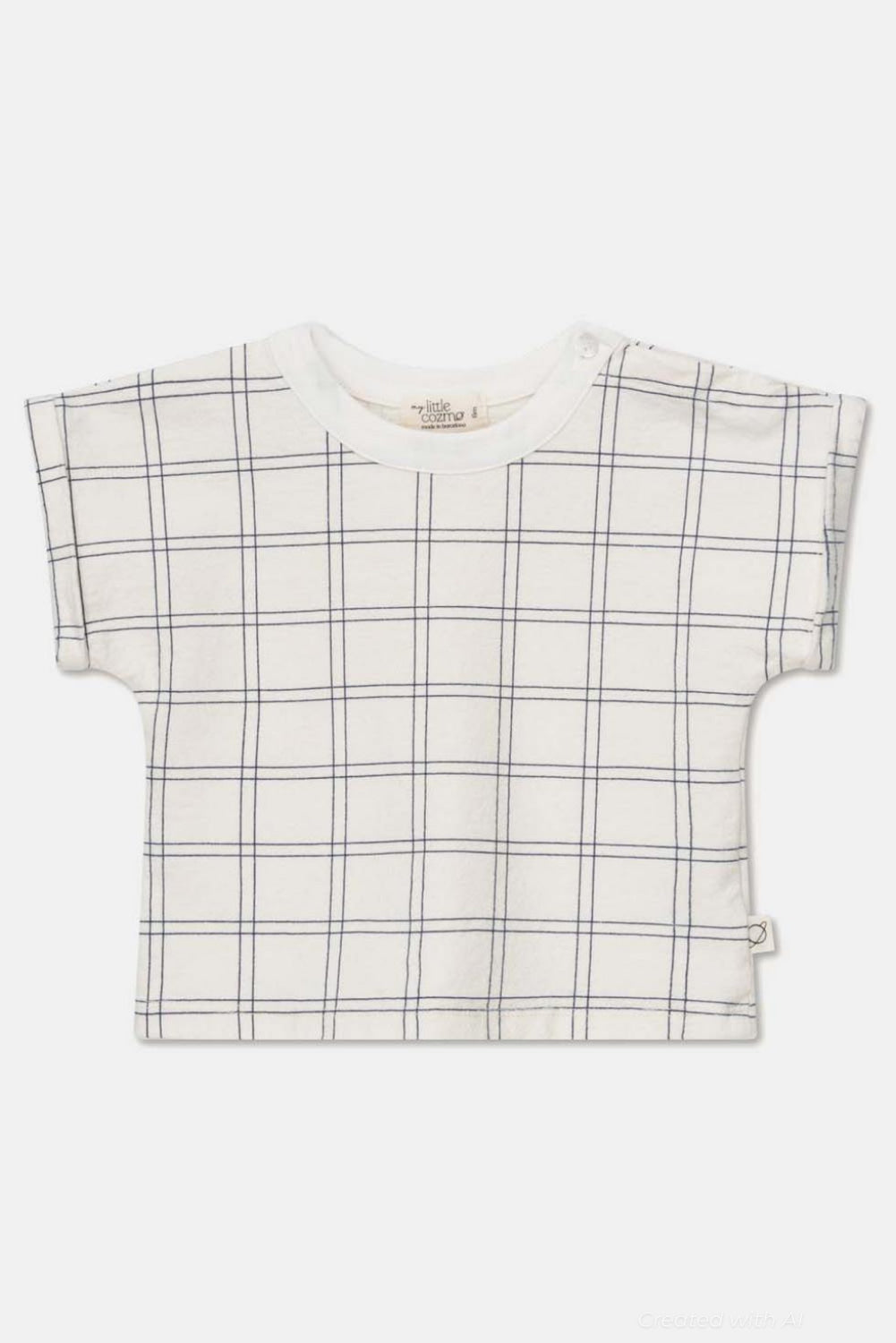 Plaid crepe baby t-shirt - Ivory - T-shirt