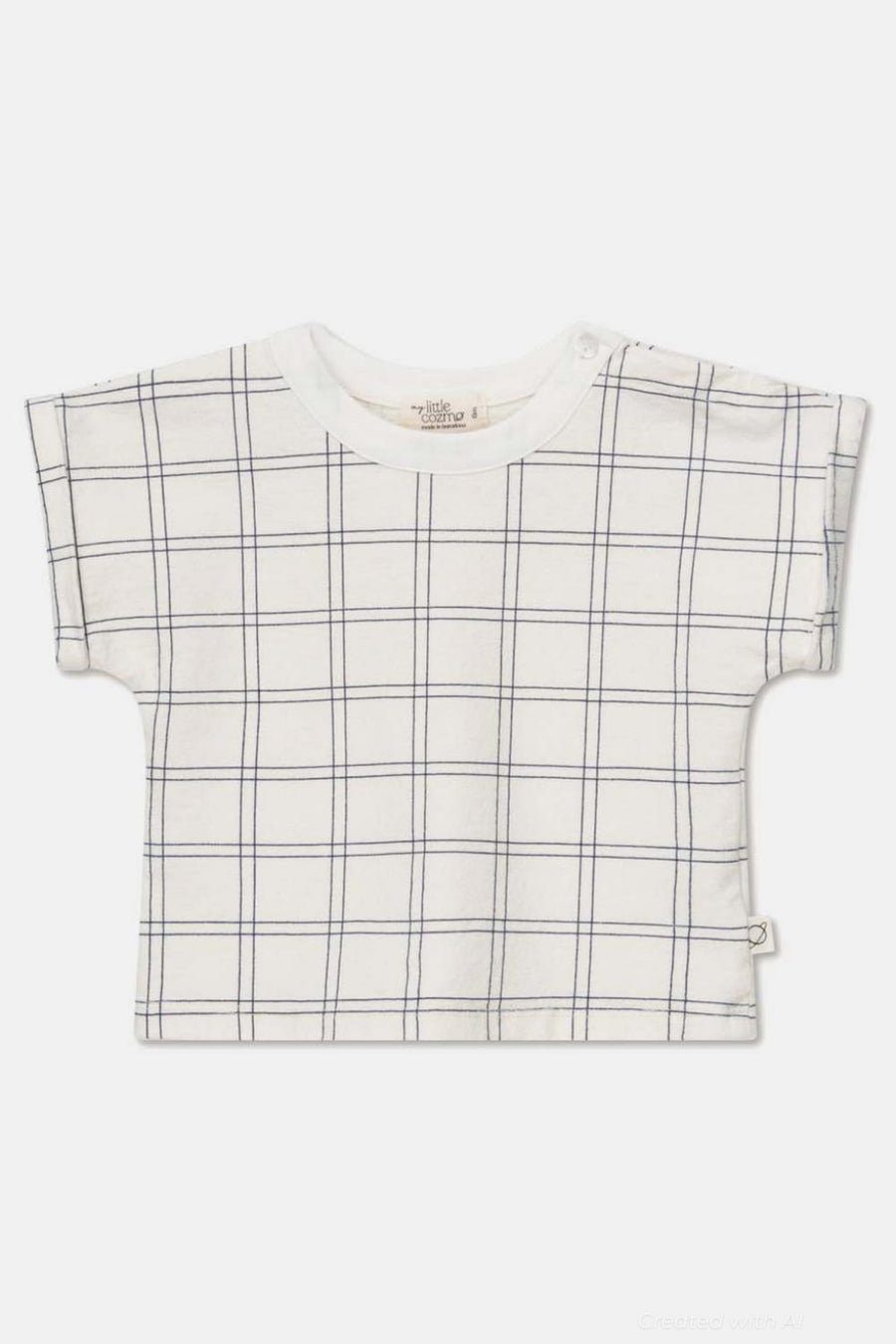 Plaid crepe baby t-shirt - Ivory - T-shirt