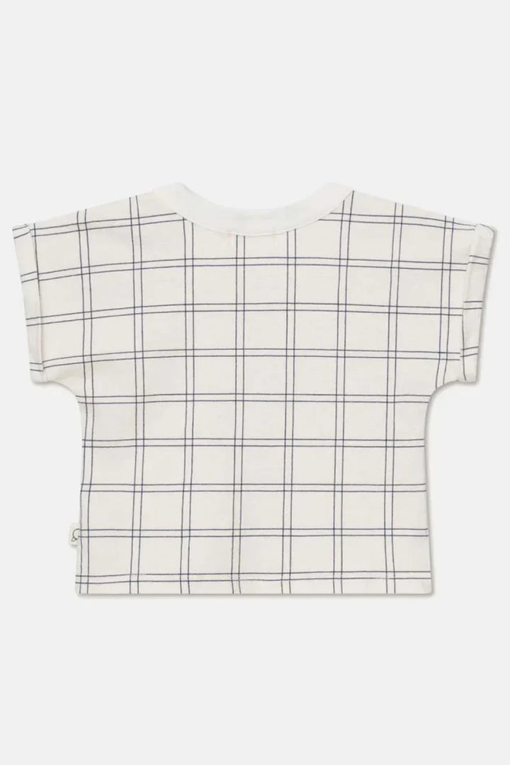 Plaid crepe baby t-shirt - Ivory - T-shirt