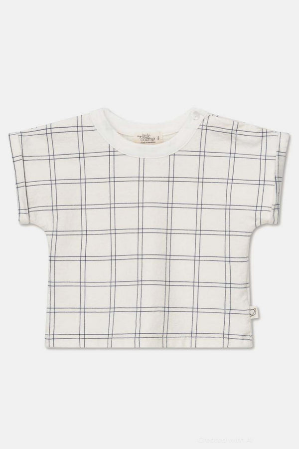 Plaid crepe baby t-shirt - Ivory - T-shirt