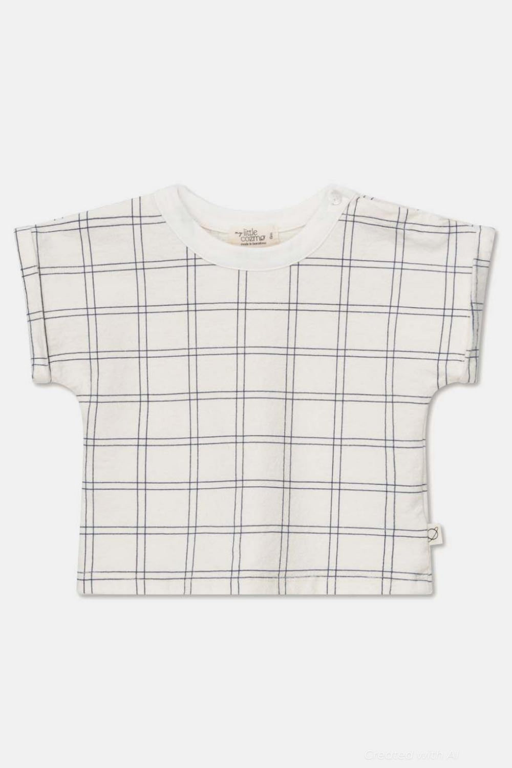 Plaid crepe baby t-shirt - Ivory - T-shirt