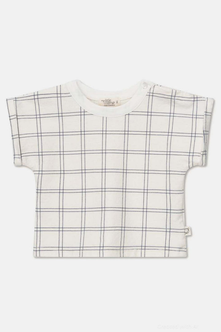 Plaid crepe baby t-shirt - Ivory - T-shirt