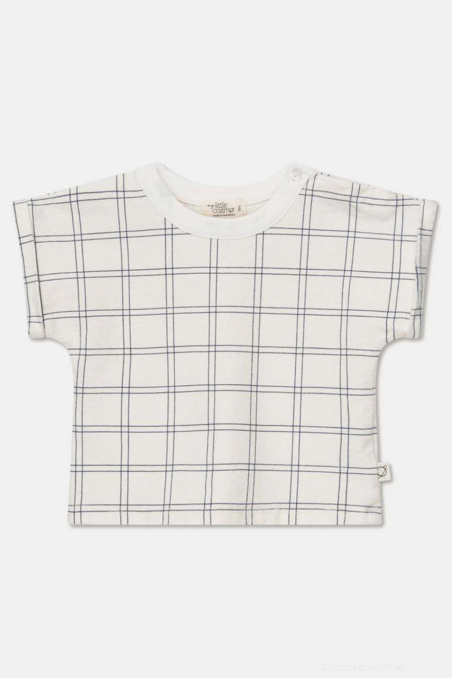 Plaid crepe baby t-shirt - Ivory - T-shirt