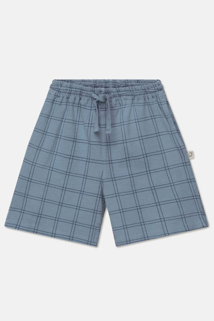 Plaid Crepe Bermuda Shorts - Sky Blue - 10Y - Shorts