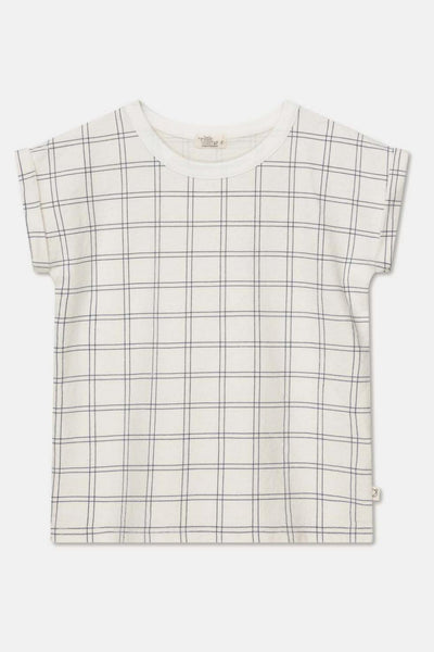 Plaid crepe t-shirt - Ivory - T-shirt