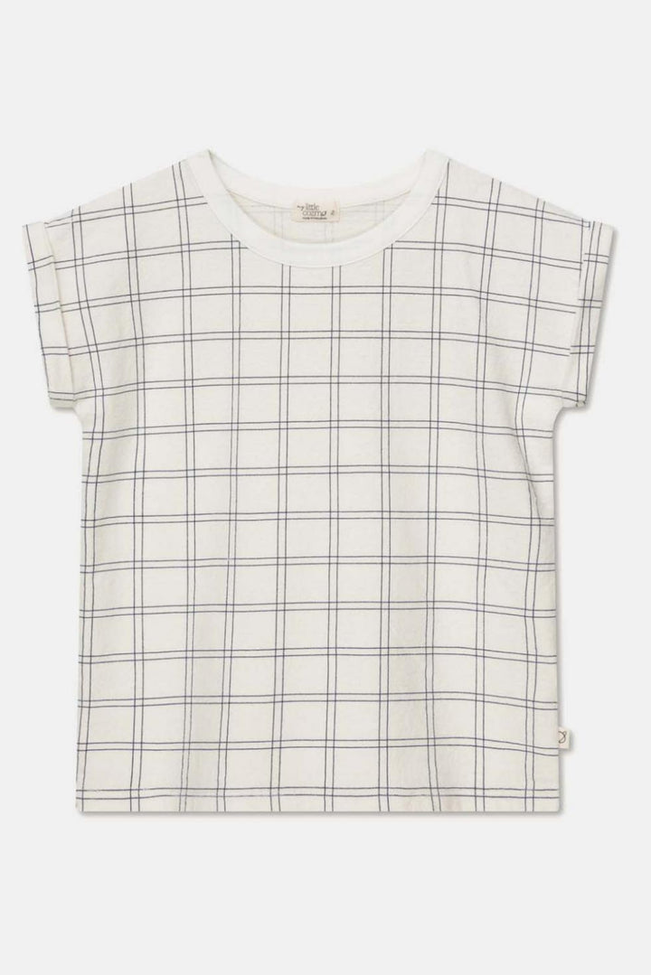 Plaid crepe t-shirt - Ivory - T-shirt