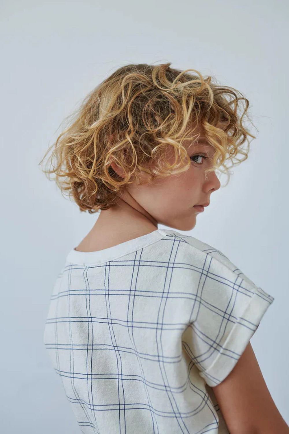Plaid crepe t-shirt - Ivory - T-shirt