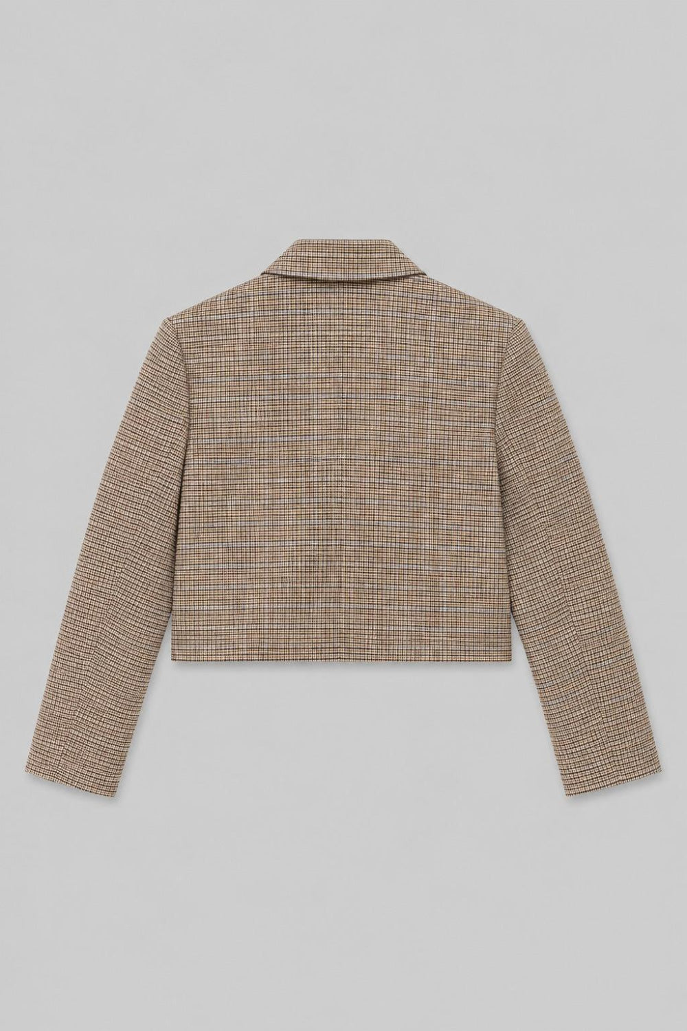 Plaid Cropped Blazer - Brown Combo - Blazer