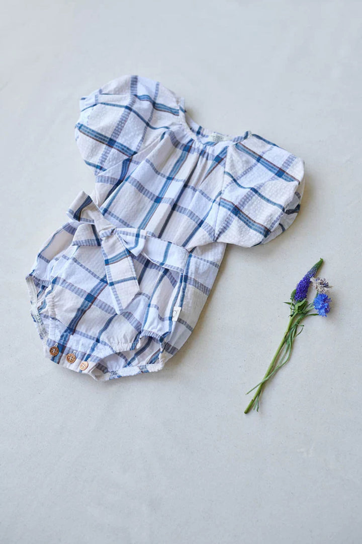 Plaid seersucker baby romper - Unique - Romper
