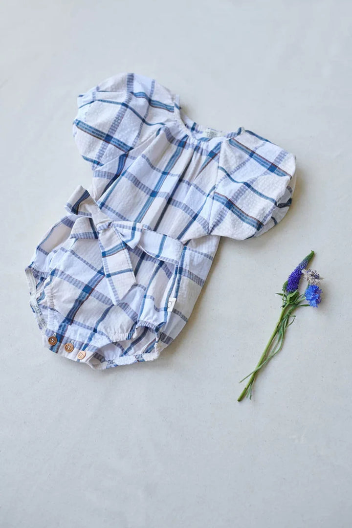 Plaid seersucker baby romper - Unique - Romper