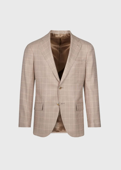 Plaid Summer Jacket - Tan - 44 - Blazer
