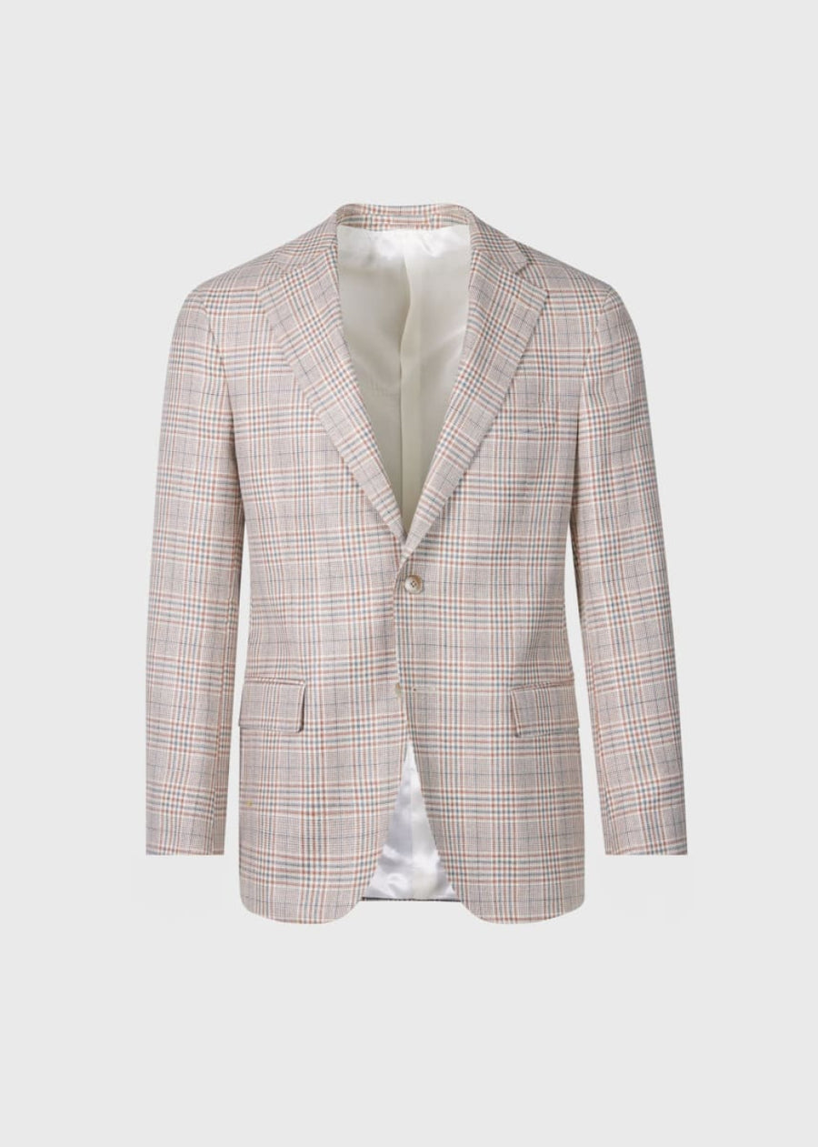 Plaid Summer Jacket - Tan/Sage - 46 - Blazer
