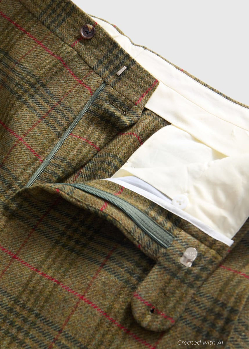 Plaid Two Button Suit - Olive - Suit