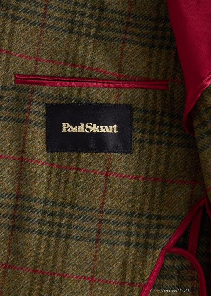 Plaid Two Button Suit - Olive - Suit