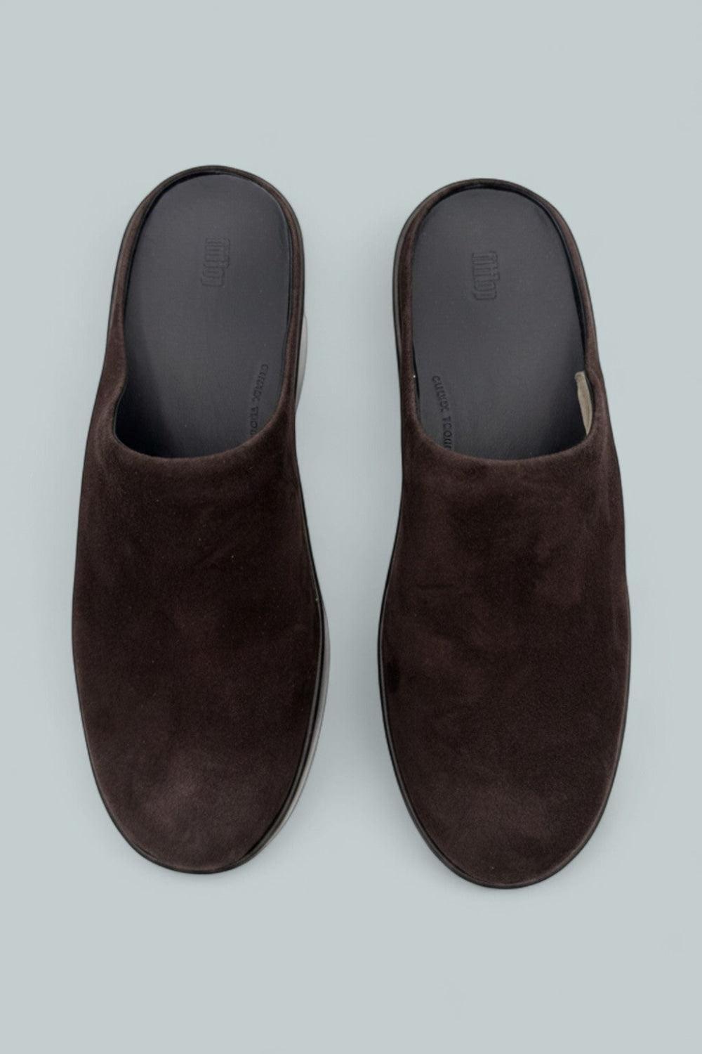 Platfforms Suede Heeled Mules - Chocolate Brown - 10 - Mules