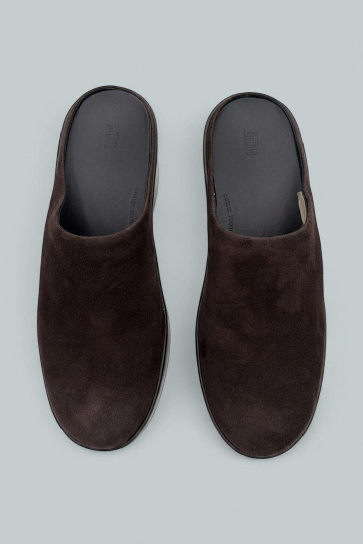 Platfforms Suede Heeled Mules - Chocolate Brown - 10 - Mules