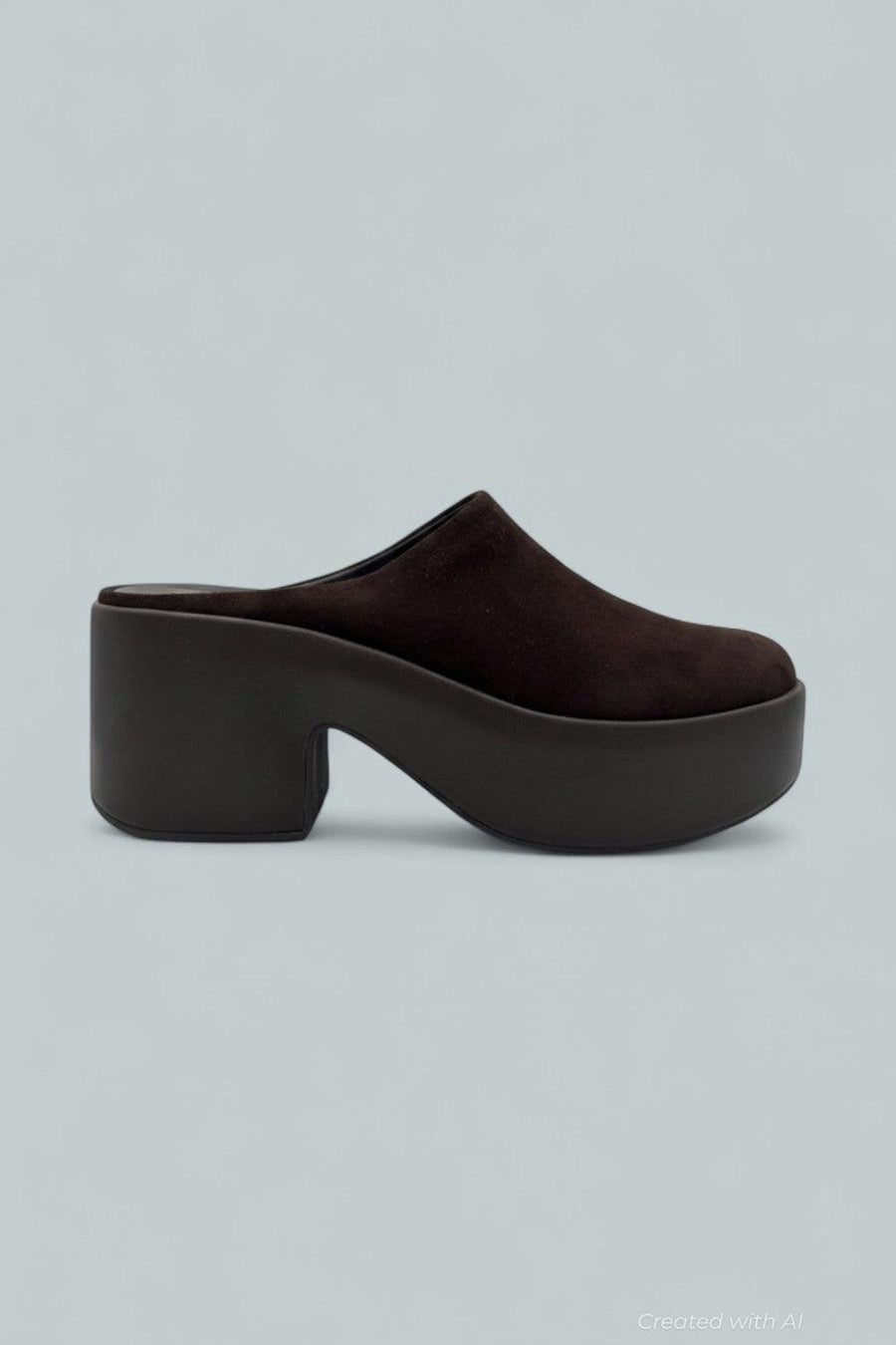 Platfforms Suede Heeled Mules - Chocolate Brown - 10 - Mules