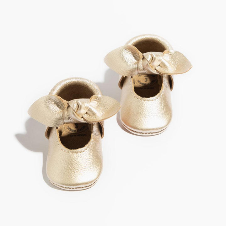 Platinum Knotted Bow Baby Shoe - ’Flats - Baby Kids Adult All’