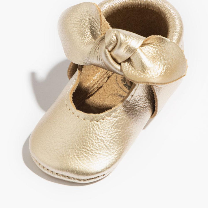 Platinum Knotted Bow Baby Shoe - ’Flats - Baby Kids Adult All’