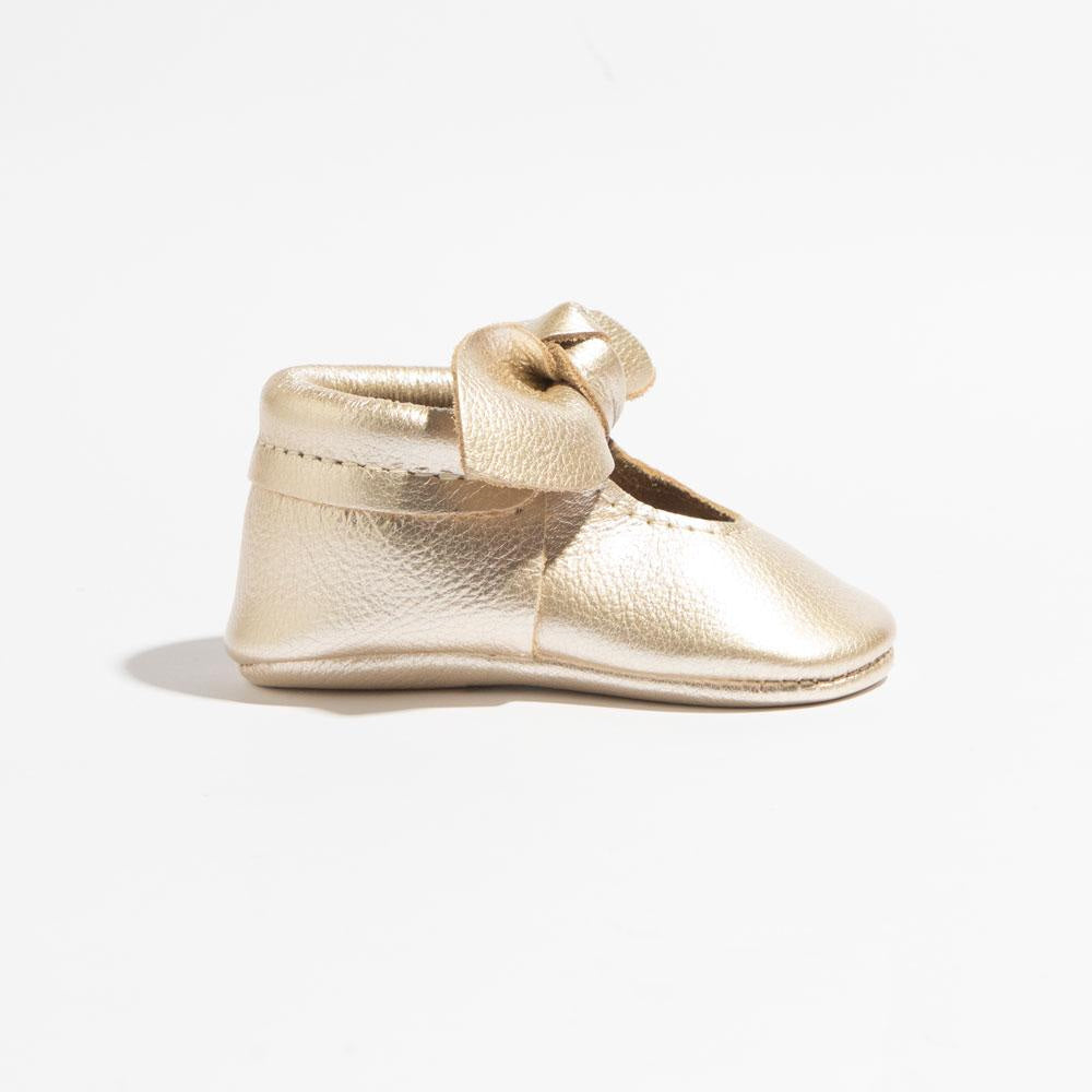 Platinum Knotted Bow Baby Shoe - ’Flats - Baby Kids Adult All’
