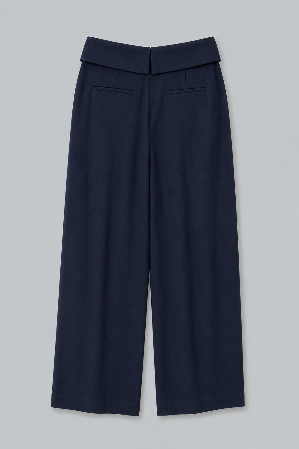 Pleat-Front Pants With Foldover Waistband - Navy - US 12 / L - Pants