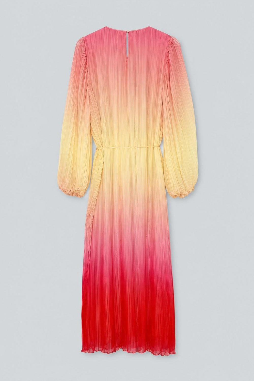 Pleated Long Sleeve Dress - Pink Combo - Dresses