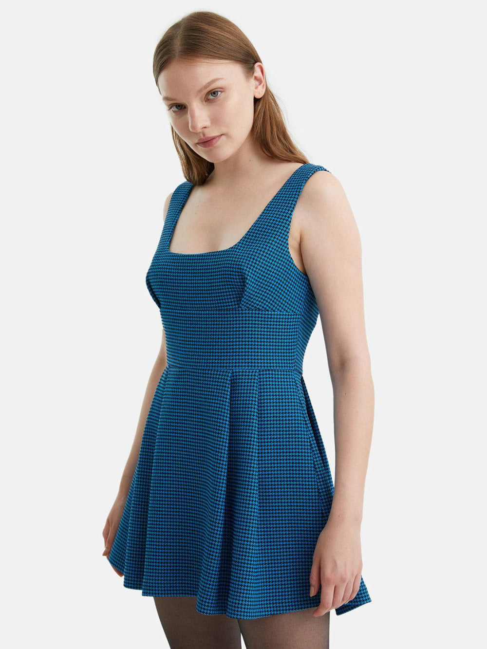 Pleated Mini Dress - Blue - Dresses