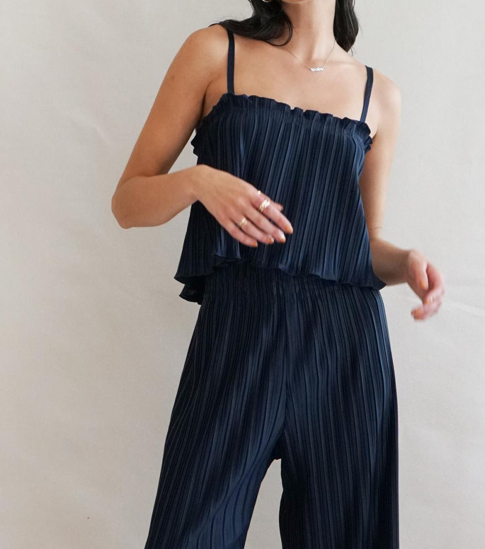 Pleated Sadie Camisole - Black - Camisole