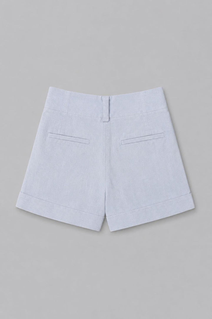 Pleated Shorts - Blue - Shorts
